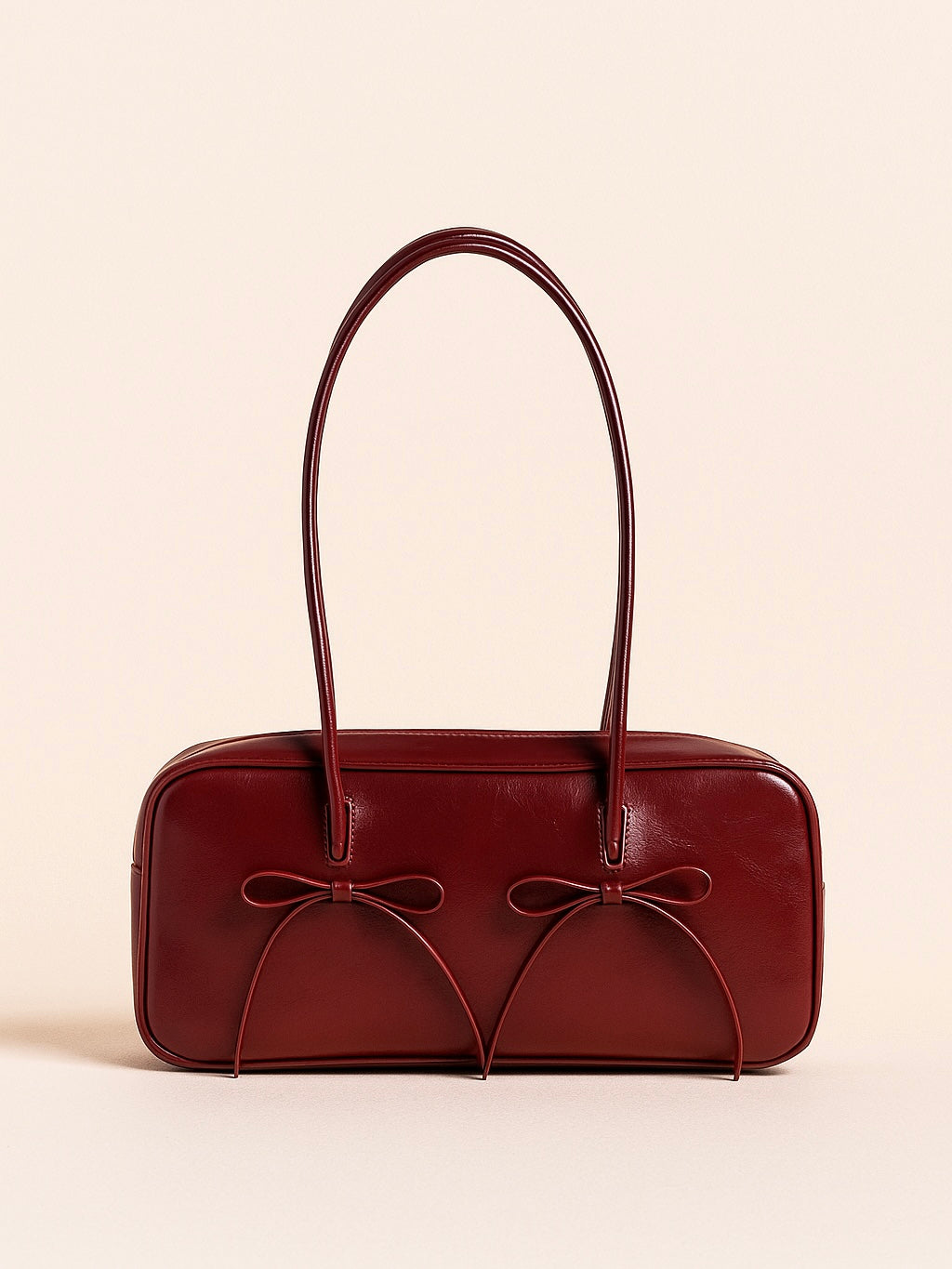 PU Leather Bow Trim Shoulder Bag