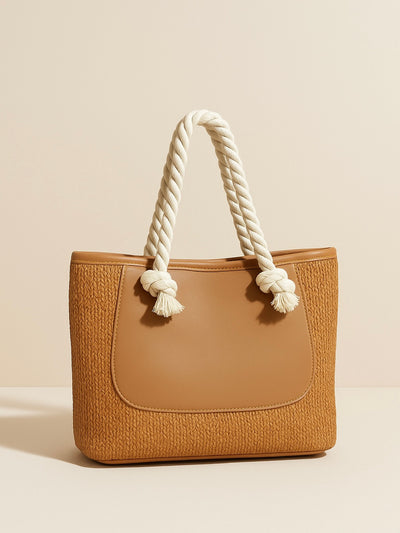 Rope Handle Straw Tote Bag