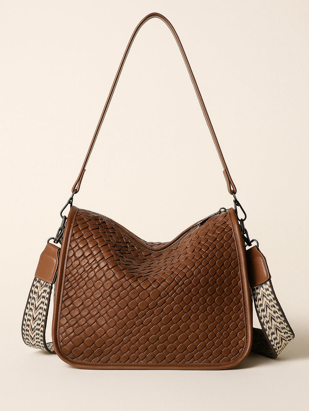 Textured Leather Shoulder Bag