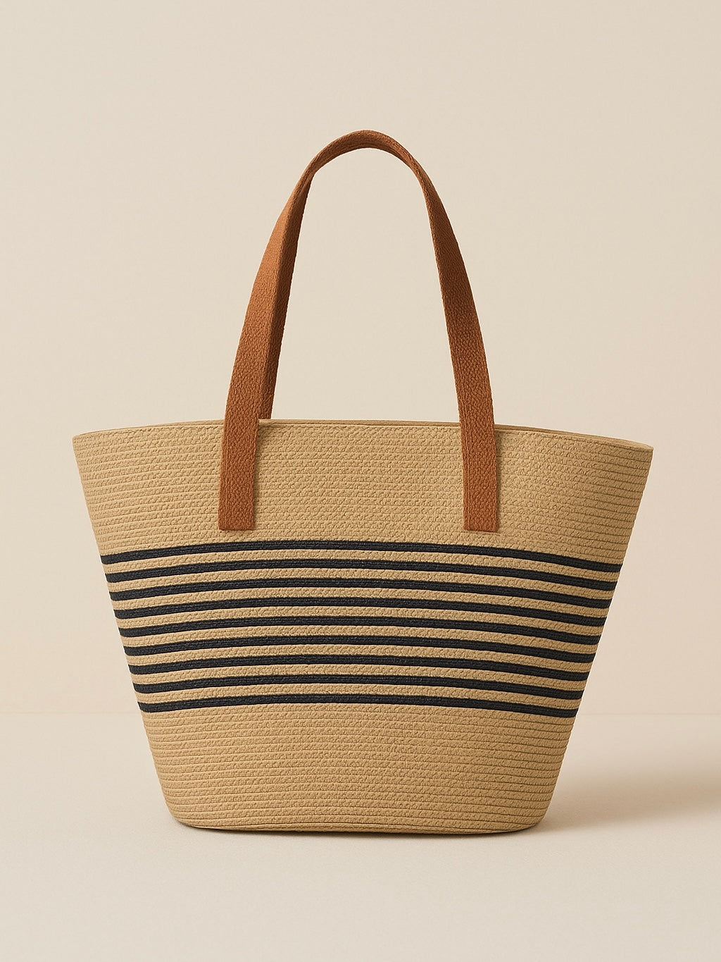Striped Woven Tote Bag