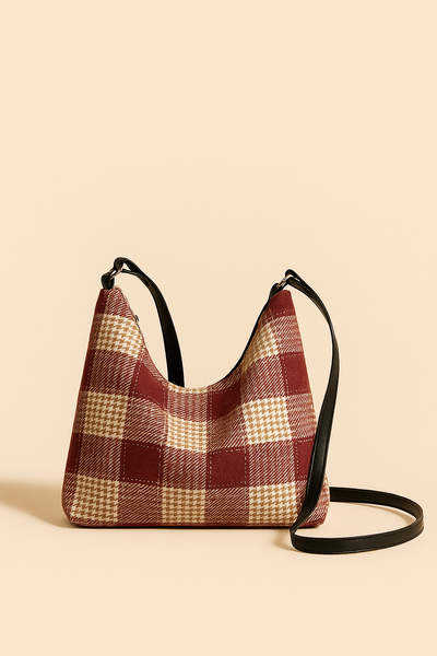 Plaid Adjustable Strap Handbag