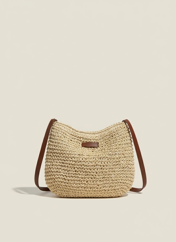 Woven Straw Adjustable Strap Crossbody Bag