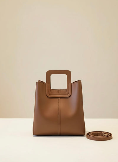 Square Handle PU Leather Crossbody Bag