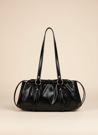 Ruched Leather Shoulder Bag