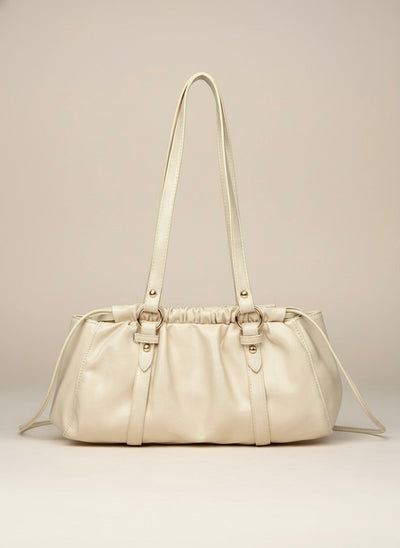 Ruched Leather Shoulder Bag