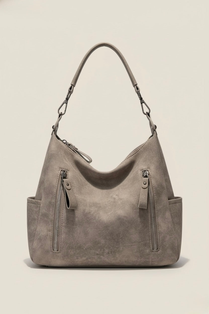 Zipper Details Adjustable Strap Crossbody Bag