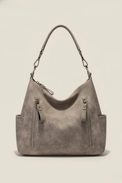 Zipper Details Adjustable Strap Crossbody Bag