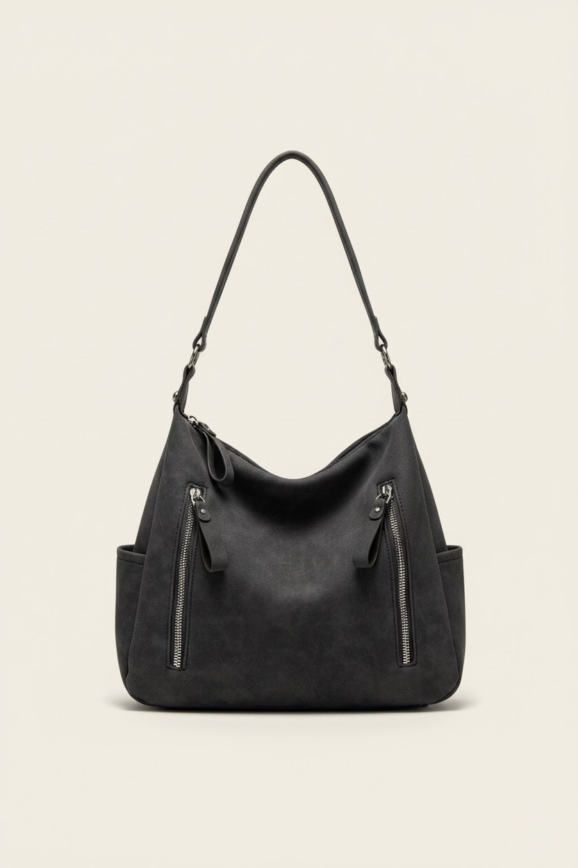 Zipper Details Adjustable Strap Crossbody Bag