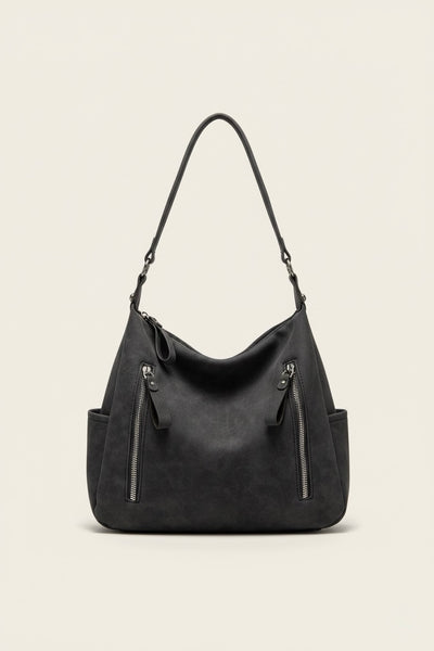 Zipper Details Adjustable Strap Crossbody Bag